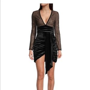 Lavish Alice Embellished Mix Media Mini Dress